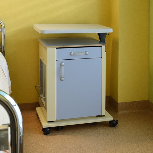 Comodino con rotelle - 0303C3ND - Missaglia Spa - con armadietto / con tavolino servitore separato