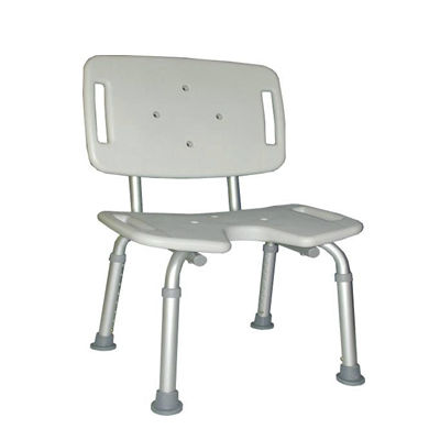 Sedia da doccia con apertura igienica - HMP-5005KD - Home Medical Products Inc. - con schienale / ad altezza regolabile / in plastica