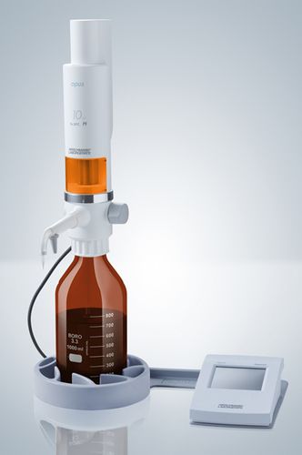 Dispensatore su flacone da laboratorio - opus® dispenser - Hirschmann - a volume fisso / elettronico