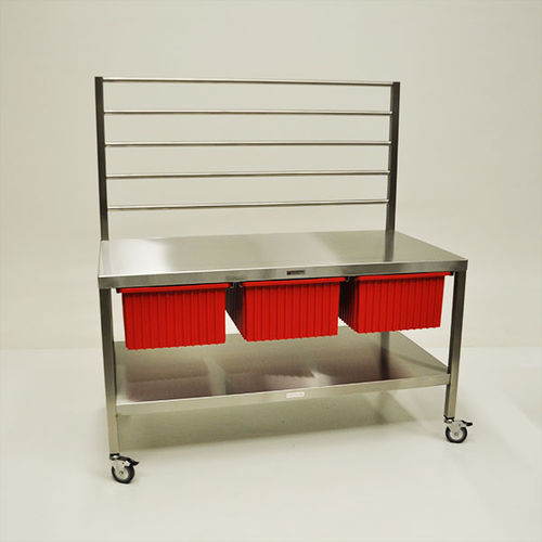Tavolo di procedura di sterilizzazione - MCM-596 - Mid Central Medical - con scomparti / in acciaio inossidabile