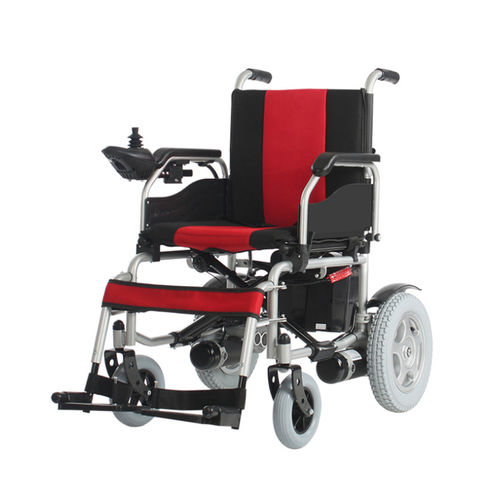 Sedia a rotelle elettrica - JRWD 501 RED/BLACK - Jerry Medical - da esterno / da interno / pieghevole