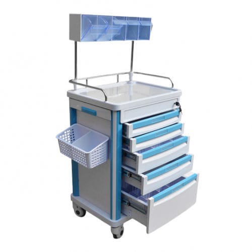 Carrello ospedaliero - MT-75001 - Shandong Mingtai Medical Equipment Group - per anestesia / 5 cassetti / con ripiano