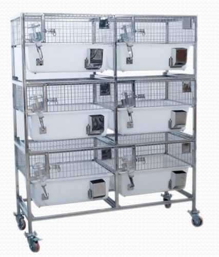 Gabbia veterinaria per conigli - RBINT-PP-01 - Meditech Technologies India - 6 scomparti / in polipropilene / 3 ripiani