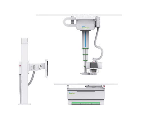 Sistema di radiografia digitale - EMX3000 - EST Medical Equipment - per radiografia multidisciplinare / con braccio portatubo telescopico a soffitto / con bucky da terra
