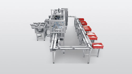 Trasportatore a catena - MFT - Harro Hoefliger Verpackungsmaschinen - per l'industria farmaceutica / da terra / per tubi flessibili