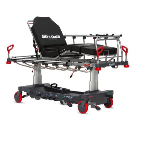 Barella con carrello di emergenza - CYCLONE - SCHRODER HEALTH PROJECTS - idraulica / ad altezza regolabile / con schienale regolabile
