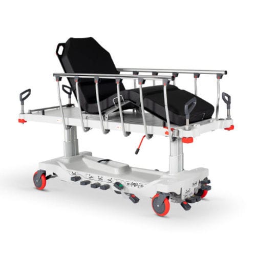 Barella con carrello di emergenza - CYCLONE - SCHRODER HEALTH PROJECTS - per traumatologia / manuale / ad altezza regolabile