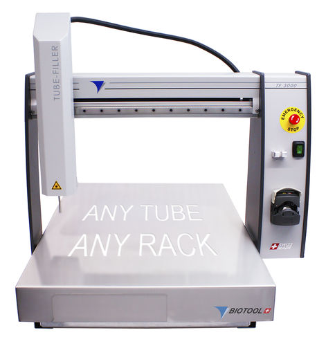 Macchina di riempimento peristaltica - TF 3000 - Biotool Swiss AG - da tavolo / per liquidi / per bottiglie