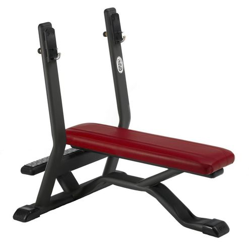 Panca per esercizi muscolari piatta - 4SHO070/0 - Telju Fitness - con rastrelliera per bilancieri