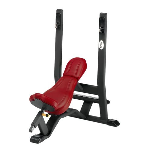 Panca per esercizi muscolari inclinata - 4SHO071/0 - Telju Fitness - con rastrelliera per bilancieri