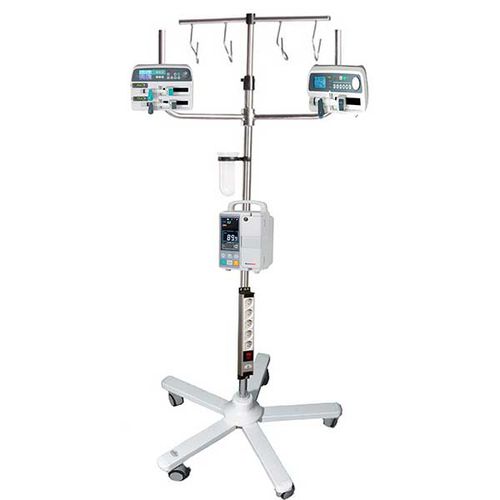 Asta portaflebo con rotelle - SR 01 1316 - Çağdaş Medical - 4 ganci / in acciaio inossidabile / per pompe-siringa