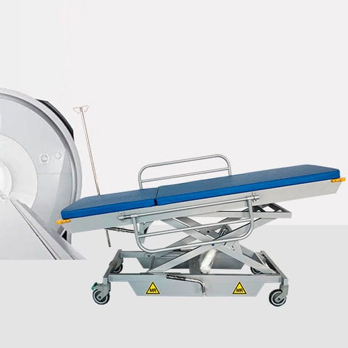 Barella con carrello per MRI - HO-709 - Hongkong Medi - idraulica / ad altezza regolabile / pieghevole