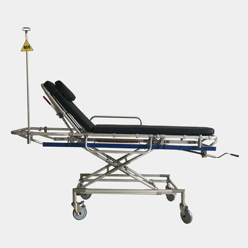 Barella con carrello per MRI - HO-709 - Hongkong Medi - di emergenza / manuale / ad altezza regolabile