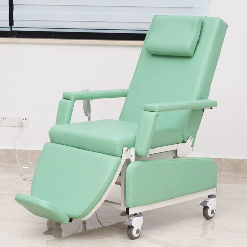 Poltrona per chemioterapia elettrica - HO-S12-3 - Hongkong Medi - a 3 sezioni / a rotelle / con schienale regolabile