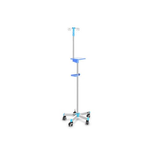 Asta portaflebo con rotelle - MK-IS08 - Zhangjiagang Medi Medical Equipment - 4 ganci / in acciaio inossidabile / ad altezza regolabile