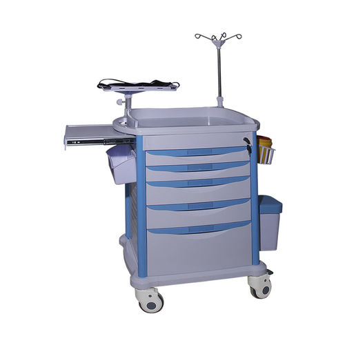 Carrello di emergenza - MK-P04 - Zhangjiagang Medi Medical Equipment - medico / 5 cassetti / con cestello per rifiuti