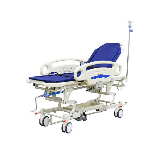 Barella con carrello da trasporto - YA-PS15 - Zhangjiagang Medi Medical Equipment - manuale / con schienale regolabile / a 2 sezioni