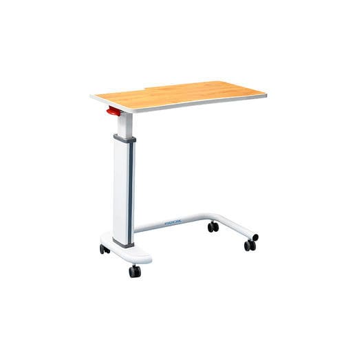 Tavolino servitore ad altezza regolabile - YA-T06 - Zhangjiagang Medi Medical Equipment - con rotelle / ad azionamento pneumatico