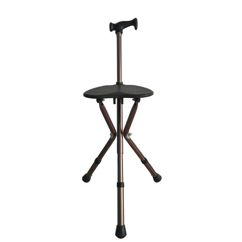 Bastone da passeggio con impugnatura a T - DP-601L - Guangdong Dongpin Beauty & Medical Technology - tripode / ad altezza regolabile / con sedile