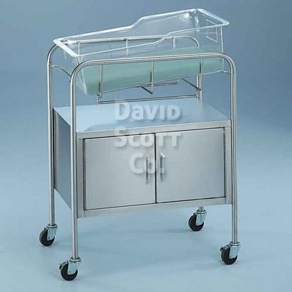 Culla pediatrica con rotelle - BL8048SS - David Scott Company - con scomparti / in acciaio inossidabile / trasparente