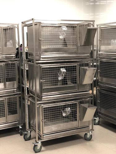 Gabbia veterinaria per conigli - CL-1260 - Vetbot - 3 scomparti / in acciaio inossidabile / 3 ripiani