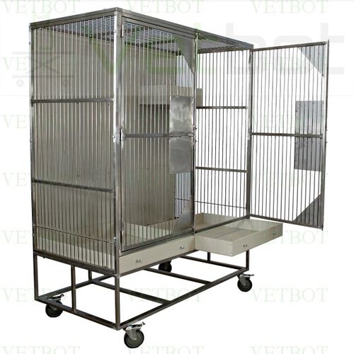 Gabbia per sperimentazione animale modulare - 80516 - Vetbot - con rotelle / in acciaio inossidabile / con ripiani