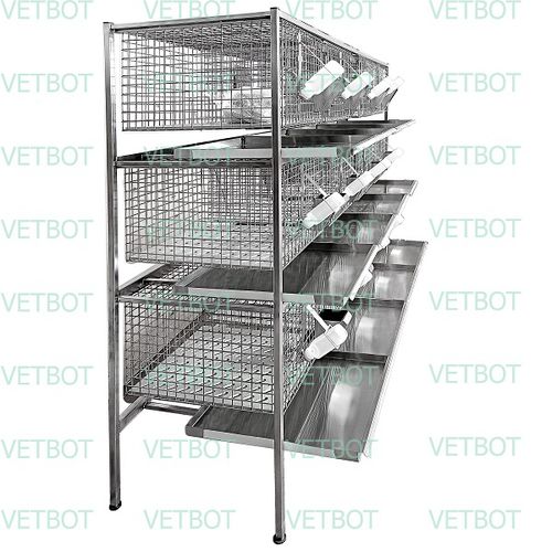 Gabbia veterinaria per conigli - Cl-1306.4  - Vetbot - modulare / in acciaio inossidabile / con ruota di esercizio