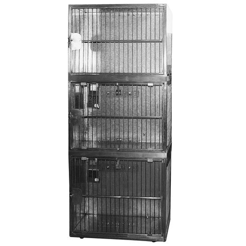Gabbia veterinaria modulare - 80744 - Vetbot - 3 scomparti / con rotelle / in acciaio inossidabile