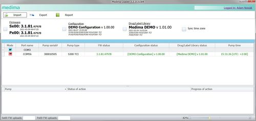 Modulo software medico - Loader - Medima - di gestione per pompa di perfusione / basato sul web