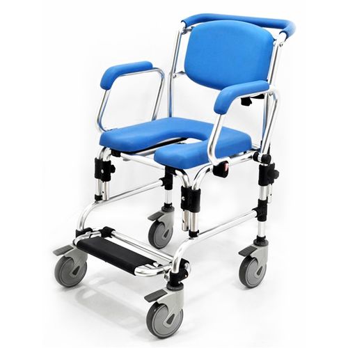 Sedia da doccia con braccioli - HT6129B-BL - Forever Young Enterprise - con rotelle / con poggiapiedi / con apertura igienica