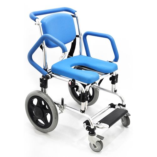 Sedia da doccia con braccioli - HT6129C-BL - Forever Young Enterprise - con rotelle / con poggiapiedi / con apertura igienica
