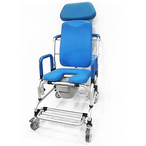 Sedia da doccia con schienale alto - HT6101B-BL - Forever Young Enterprise - con braccioli / con rotelle / con poggiapiedi