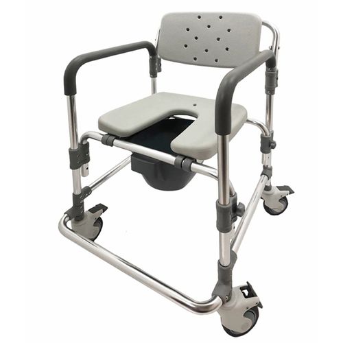 Sedia da doccia con braccioli - HT6062-GR - Forever Young Enterprise - con rotelle / con apertura igienica / con secchio