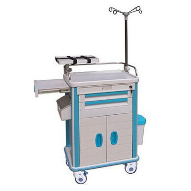 Carrello di emergenza - KJW-ET002F - Guangdong Kareway Medical Technology - 2 cassetti / con piano di appoggio / con asta portaflebo