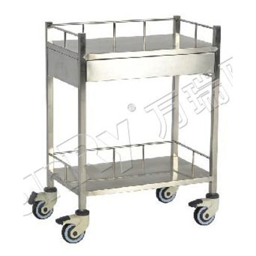 Carrello per medicazione - E-35-3 - Hebei Vanry Medical Devices Co., Ltd. - in acciaio inossidabile / con piano di appoggio / 2 vassoi