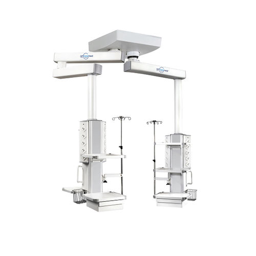 Doppio braccio di distribuzione a soffitto - AMCAREMED TECHNOLOGY - per terapia intensiva / modulare / ad altezza regolabile