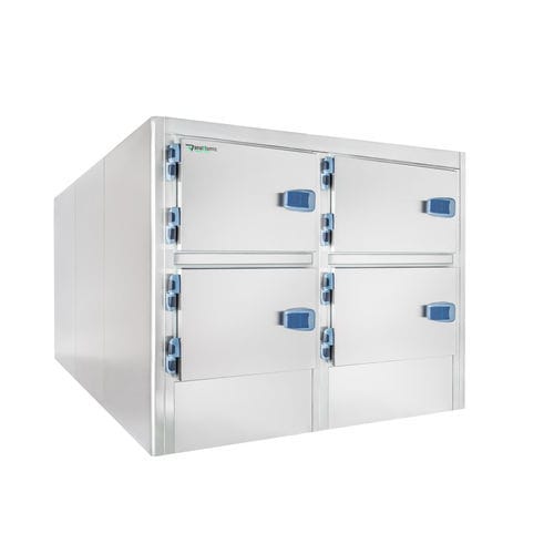 Cella mortuaria frigorifera per barelle mortuarie -  NE-304 - ANATHOMIC SOLUTIONS, S.L.U. - 4 salme / a carico frontale / con porta