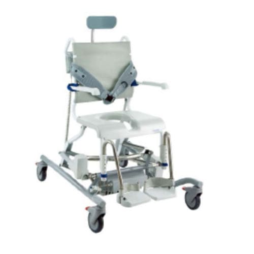 Sedia da doccia con braccioli - Ocean E-VIP - Caretek Medical - con rotelle / con poggiapiedi / con apertura igienica
