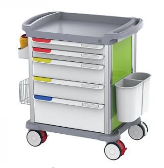 Carrello per anestesia - Hunan Fude Technology - per uso generale / 5 cassetti / con cestello