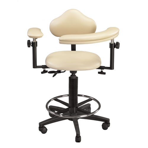 Sgabello per studio odontoiatrico - Global Surgical Corporation America - ad altezza regolabile / con braccioli / con schienale