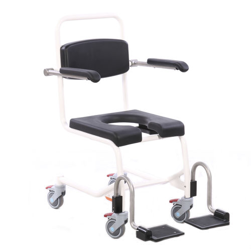Sedia da toilette con braccioli - LINA - TechniCare - con rotelle / con poggiapiedi / con apertura igienica