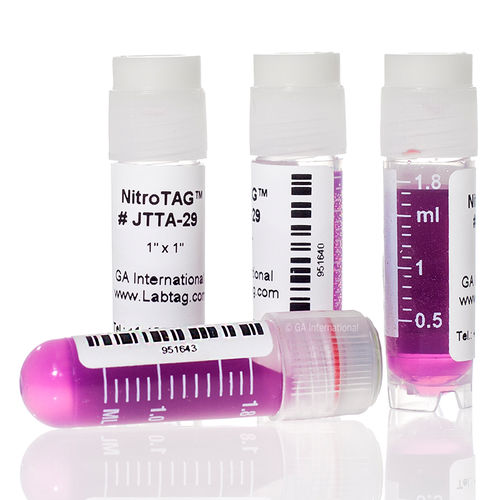 Etichetta per tubi - NitroTAG® - GA International - per flaconi / per contenitori criogenici / per scatole di congelamento