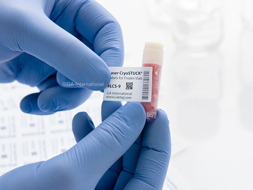 Etichetta per provette criogeniche - Laser CryoSTUCK® - GA International - per tubi di microcentrifuga / per flaconi / per contenitori criogenici