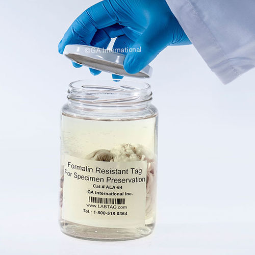 Etichetta per flaconi - FormaliTAG™ - GA International - resistente ai prodotti chimici / per stoccaggio a lungo termine / resistente all'alcol