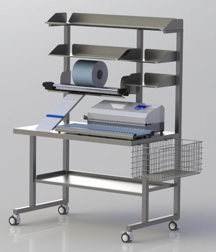 Tavolo di procedura da laboratorio - EF210 - Easyseal Medical Technology - con rotelle / con arco portaccessori / con cestello