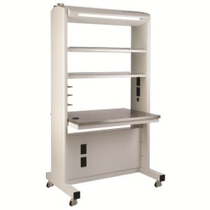 Banco da laboratorio mobile - Optima™  - Mott Manufacturing - con ripiani