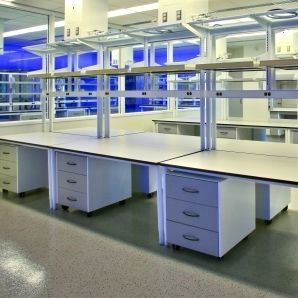 Banco da laboratorio con lavandino -  Optima™ 2100 - Mott Manufacturing - in acciaio inossidabile / ad isola / con ripiani