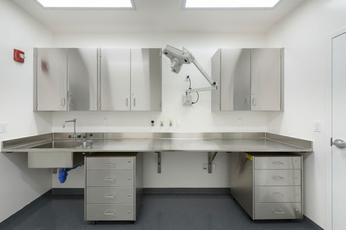 Armadio da banco per laboratorio - Mott Manufacturing - per ospedale / da incasso / in acciaio inossidabile