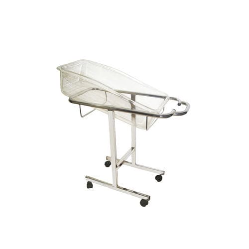 Culla pediatrica ad altezza fissa - Sté AMEL - con rotelle / in acciaio inossidabile / trasparente