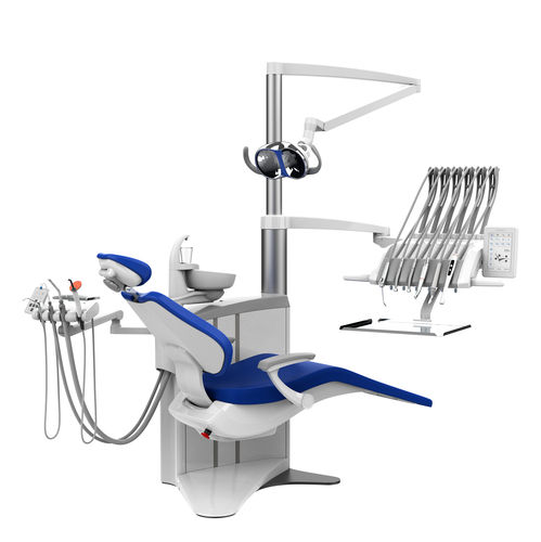 Riunito odontoiatrico con poltrona ad azionamento elettropneumatica - S8 - Silverfox Corporation Limited - ambidestro / con poggiatesta flessibile / con monitor
